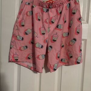 Pink Swim Trunks with Fun Print